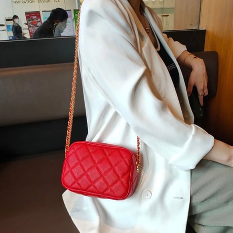 カウレザーキルティング チェーンバッグ 6色展開
