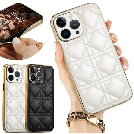ゴールドエッジ キルティングiPhoneケース 2色展開