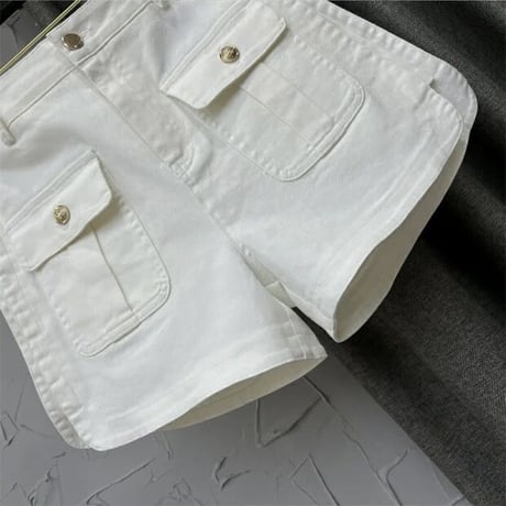 ゴールドボタンポケット フレアパンツ 4色展開