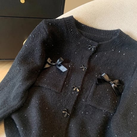ブラックリボン カーディガン 4色展開