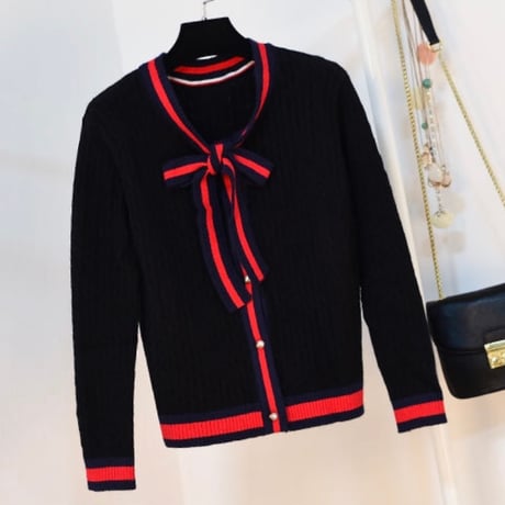 ワッフルニット ラインカーディガン 3色展開