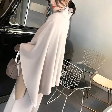 バイカラーハイネックポンチョ パンツセットアップ 3色展開