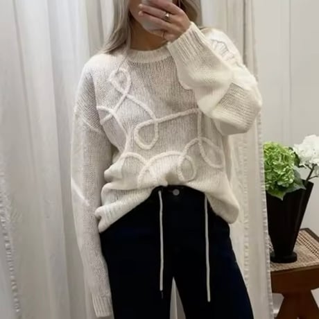 プルオーバーステッチニット 2色展開