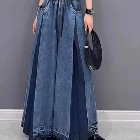 ブルーデニムプリーツスカート