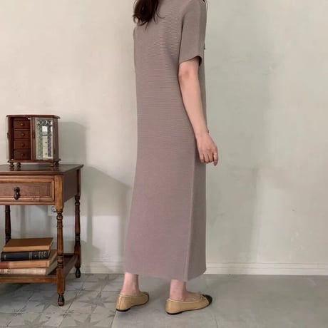 ストレッチリブ ロングワンピース 2色展開