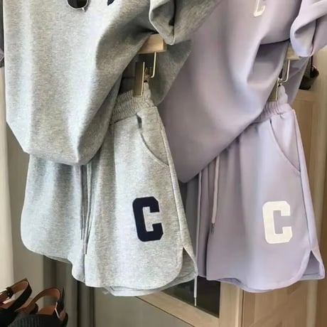 Cステッチ スウェットセットアップ 2色展開