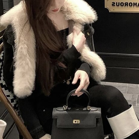 フェイクファー デニムジャケット