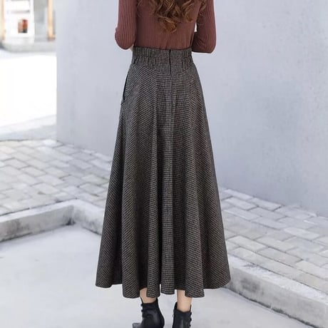 ハイウエストフレア ロングスカート 3色展開