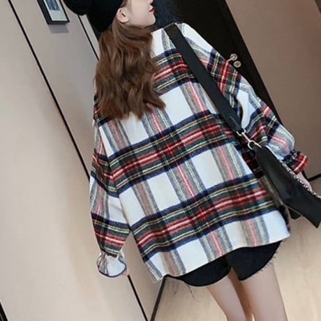 チェック切り替えデザイン コントラストニット 2色展開