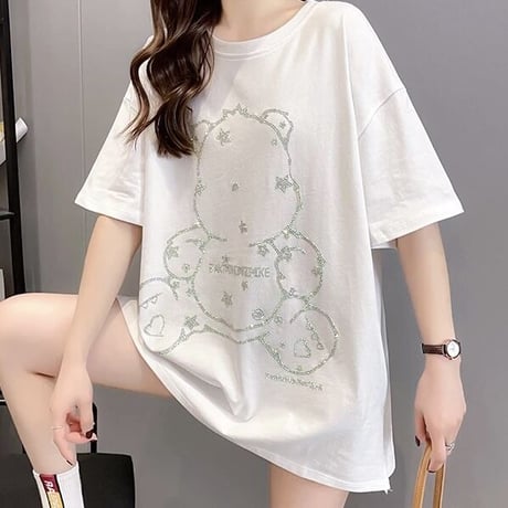 スターベアー ラインストーンTシャツ 3色展開