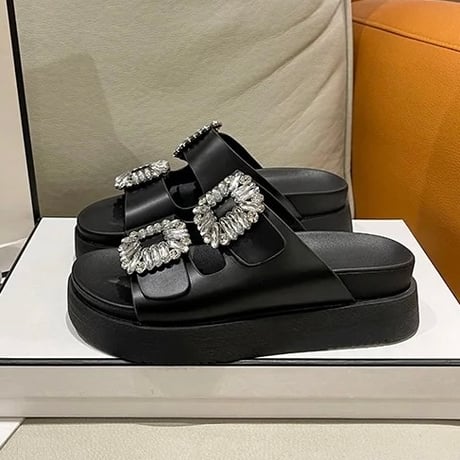 ダブルビジュー フラットサンダル 2色展開