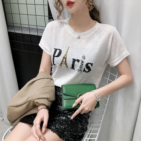 ビーズParisロゴTシャツ 4色展開