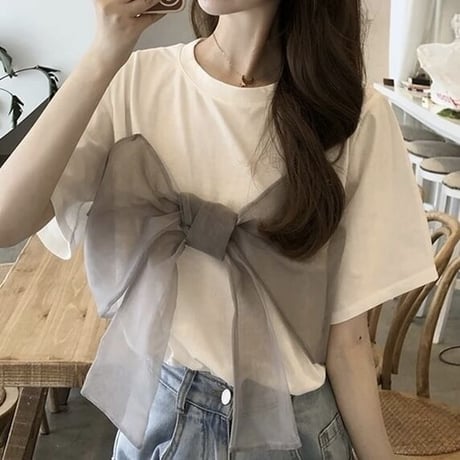 シフォンリボン Tシャツ 2色展開