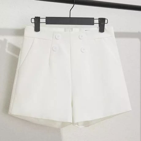 ボタンモチーフ ハイウエストショートパンツ 7色展開
