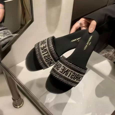 ラインストーンフラットサンダル 3色展開