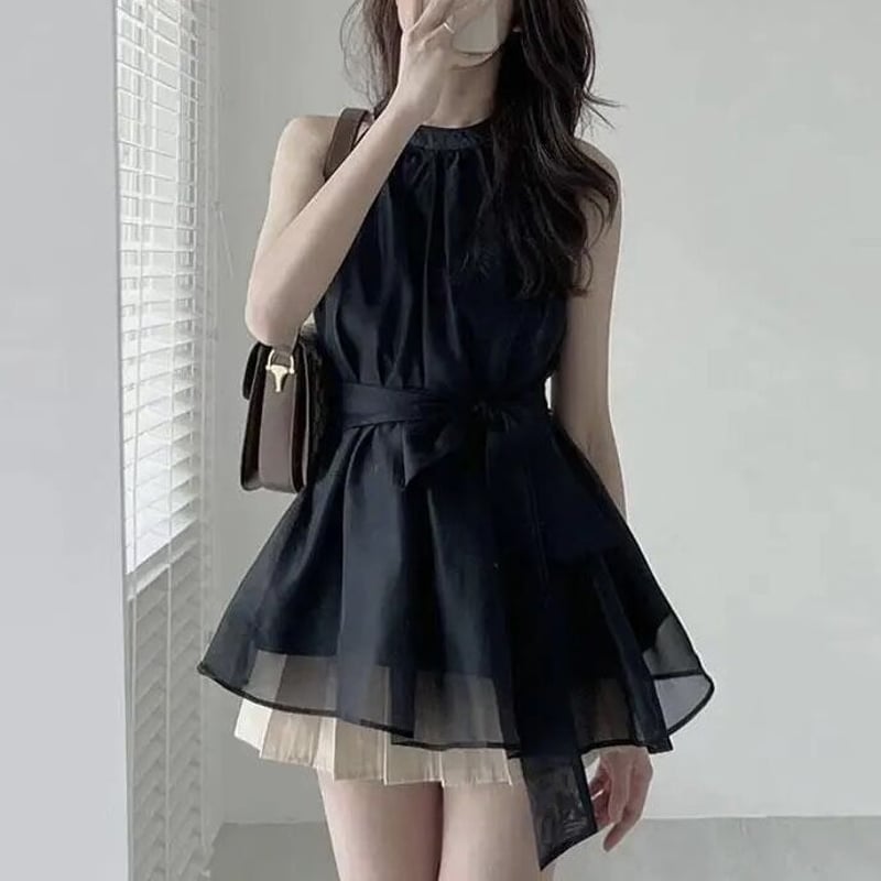 ☆アンジェリック　　ホルダーネック　カットソー　フリル　リボン付き リボン付き ホルターネックブラウス 3色展開 | Selectshop.Joie