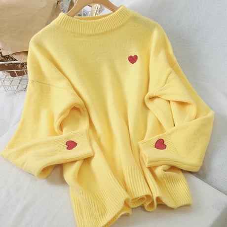 【進撃のノア様着用♡】【Red即納】ハートステッチニット 7色展開
