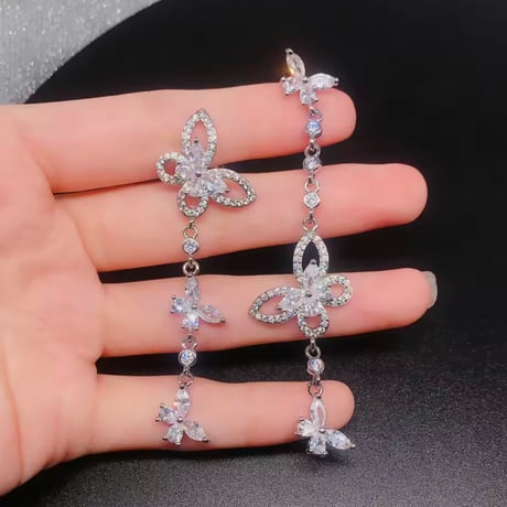 【Silver925】バタフライロングピアス