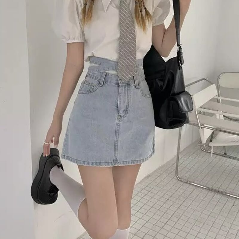 バックリボン ダブルウエストデニムスカート | Selectshop.Joie