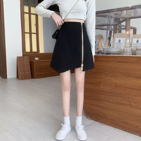ゴールドジッパー カットデザインスカート