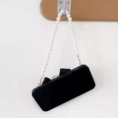 ホワイトフラワー パールストラップiPhoneケース