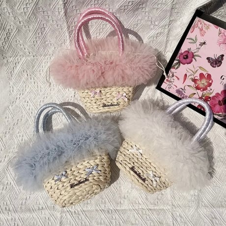 パールチェーン フリルストローバッグ 3色展開
