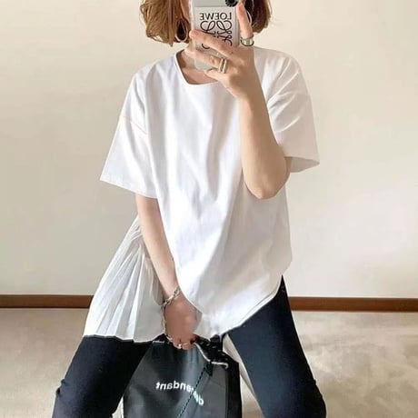 ヘムプリーツ Tシャツ 2色展開