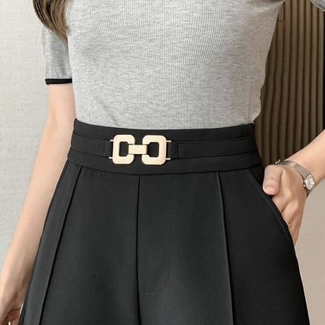 【Beigh Sサイズ即納】ゴールドモチーフ ハイウエストショートパンツ 3色展開