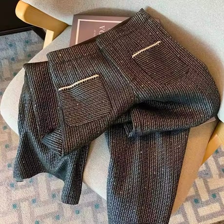 ポイントツイードシャインワイドパンツ