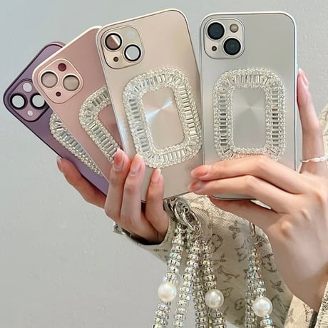 ビジューパールチェーンiPhoneケース 4色展開