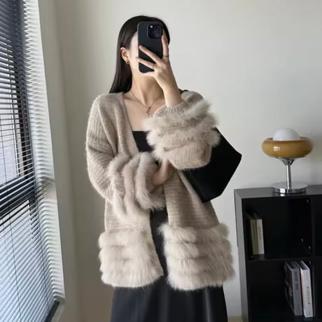 ヘムファーカーディガン 3色展開