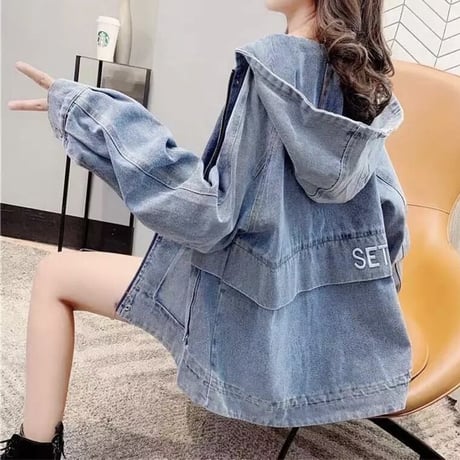 バックステッチ デニムフーディジャケット