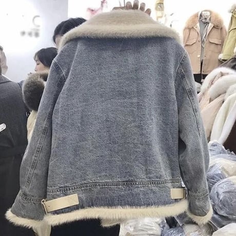 ファーカラー ベルトモチーフデニムジャケット 2色展開