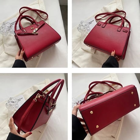ゴールドバックル レザーバッグ 2色展開
