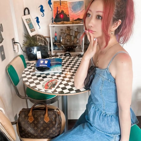 デニムフレアビスチェパンツセット