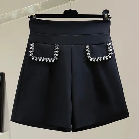 パールビジュー ハイウエストパンツ 2色展開