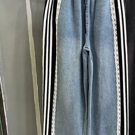 レースラインデニムパンツ 2色展開