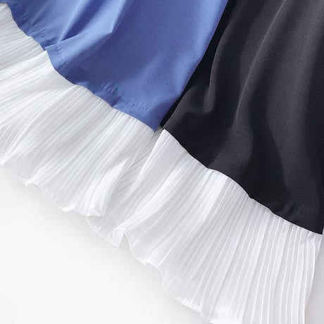 【Blue即納】シフォンプリーツヘムスカート 2色展開