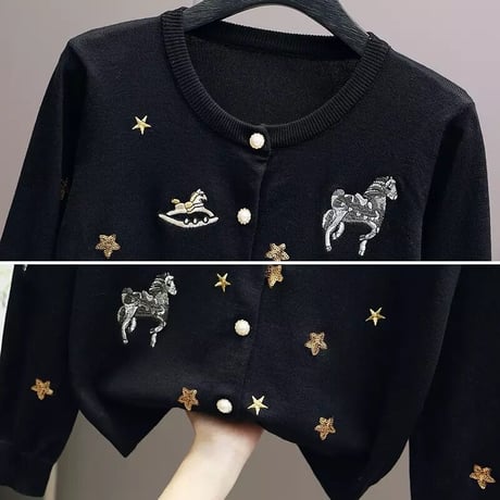 スパンコールスター ホースカーディガン 2色展開