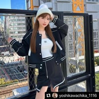 モノトーンライン ジッパースカートセットアップ 2色展開