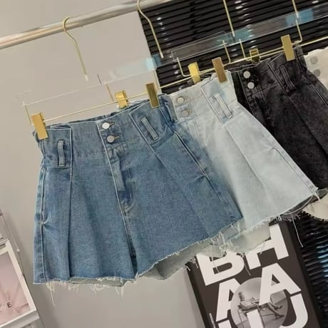 フレアデニムショートパンツ 2色展開