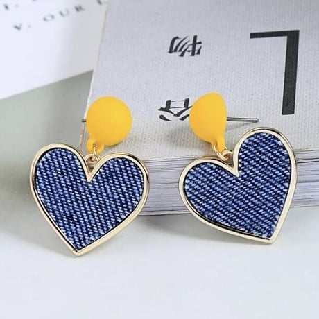 ハートデニムピアス 2色展開