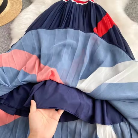 レッドラインニットシフォンワンピース 2色展開