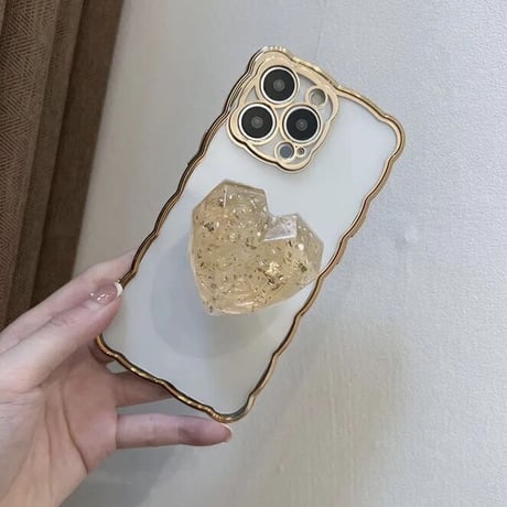 ゴールドハートクリスタル iPhoneケース
