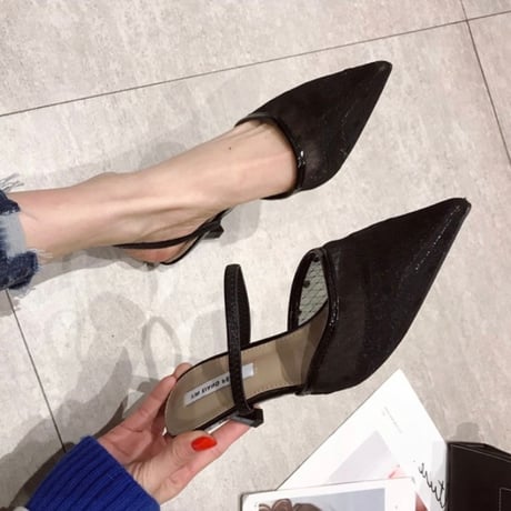 【Ivory24.0cm即納】ドットレースポインテッドトゥパンプス 2色展開