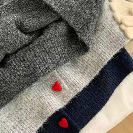 ハートボタンカーディガン 3色展開