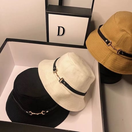 【LightBrown即納】ゴールドメタル バケットハット 3色展開