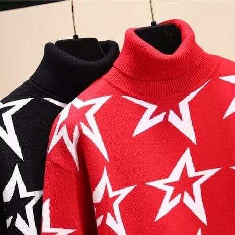 ハイネック スターニット 2色展開