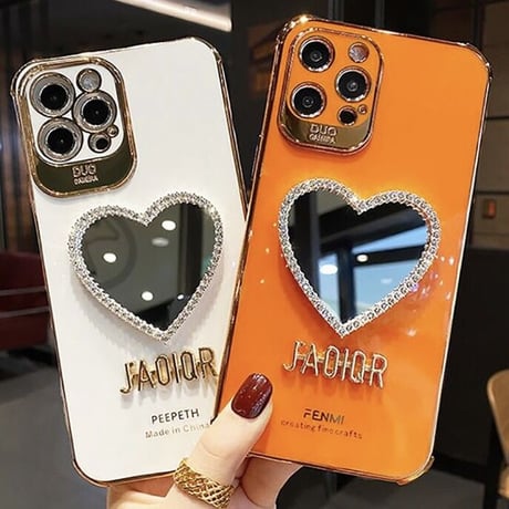【即納あり】ビジューハートミラー iPhoneケース 5色展開