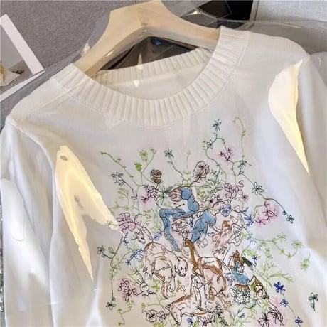 エレガントデザイン ラウンドネックニット 2色展開